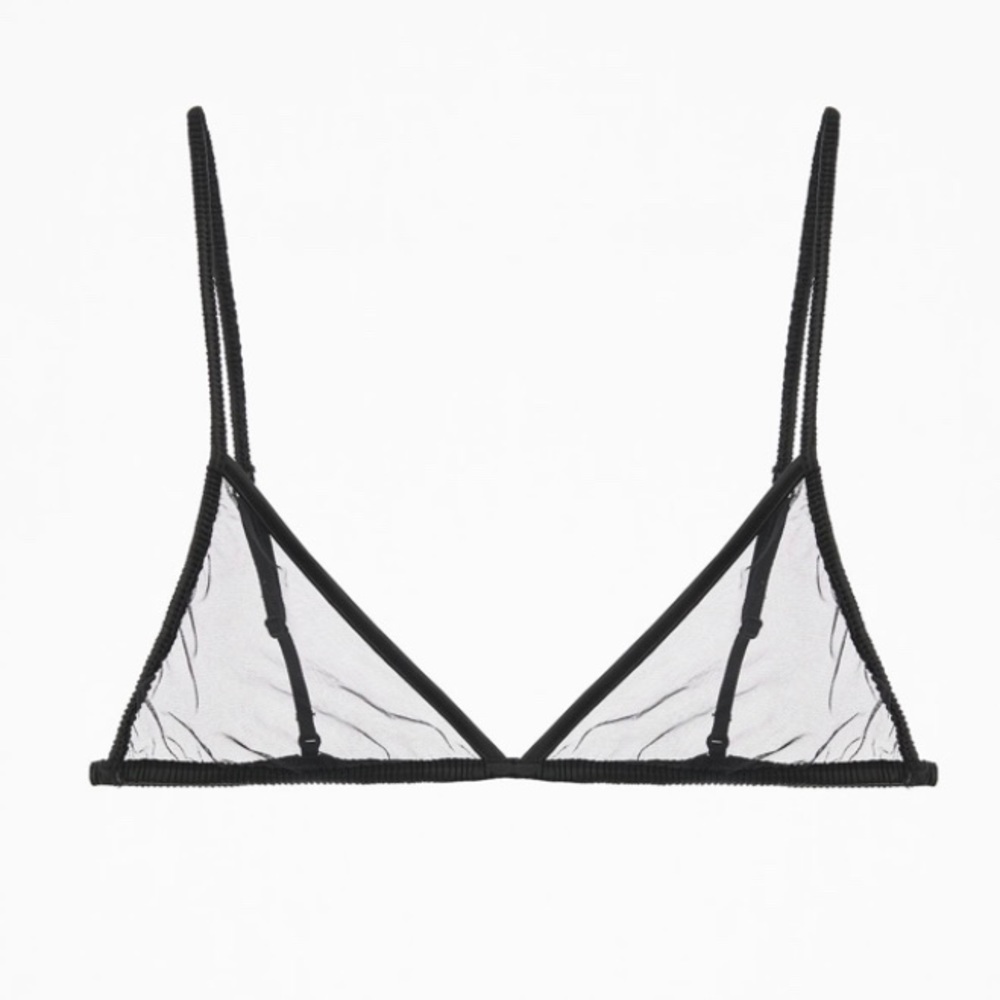 ZARA mesh black triangle bra Sz Large NWT